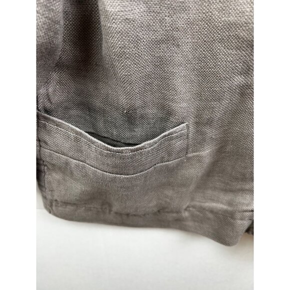 Cropped Safari Trench Style 100% Linen Double-Breasted Jacket‎ Coastal Luxe Gray - Picture 11 of 11